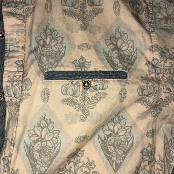 Craft + Flow Button Up Shirt Men's Medium Short Sleeve Floral Pink Cotton NWOT - Picture 6 of 9